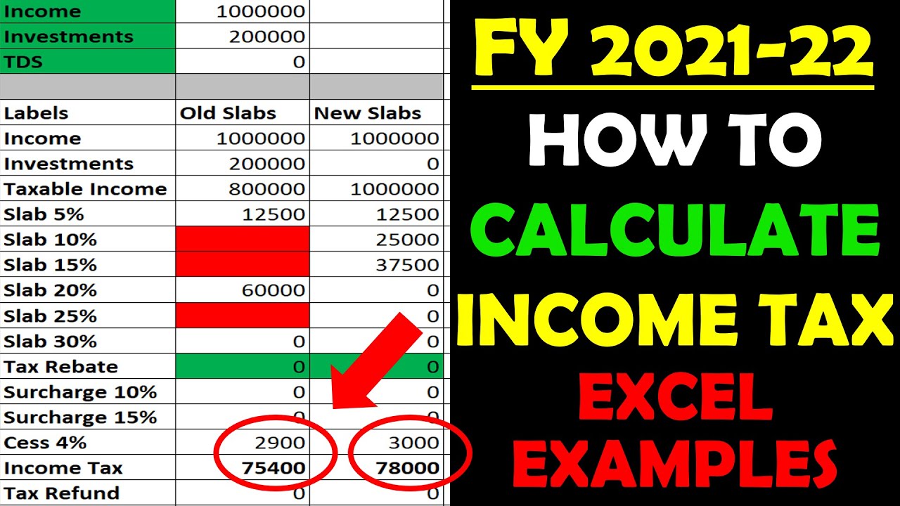 How To Calculate Income Tax FY 2021 22 Excel Examples Income Tax 