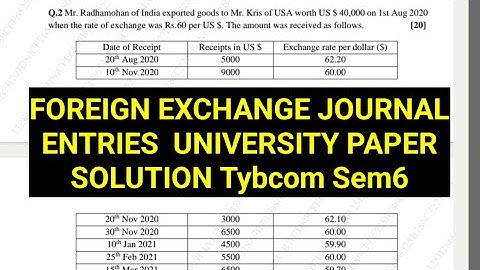 UNIVERSITY SOLUTION AS11 FOREING CURRENCY TRANSACTIONS (Export) JOURNAL ENTRIES TYBCOM sem 6 TyBms