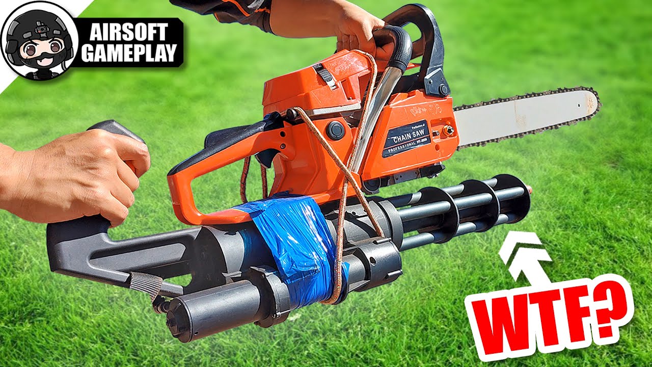 CORREN al ver mi MINIGUN + MOTOSIERRA❗️😈 ▬ Airsoft Gameplay