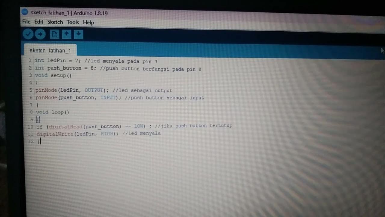 latihan 2, rangkaian arduino dengan menggunakan 1 LED, 2 resistor 220 ...