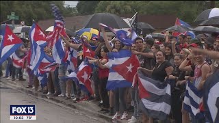 Protesters line Tampa street in support of Cubans
