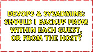 Famous DevOps & SysAdmins: Should I backup from within each guest, or from the host? Net Worth