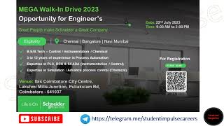Schneider Electric Coimbatore Mega Walk In Drive Chennai Bangalore Navi Mumbai