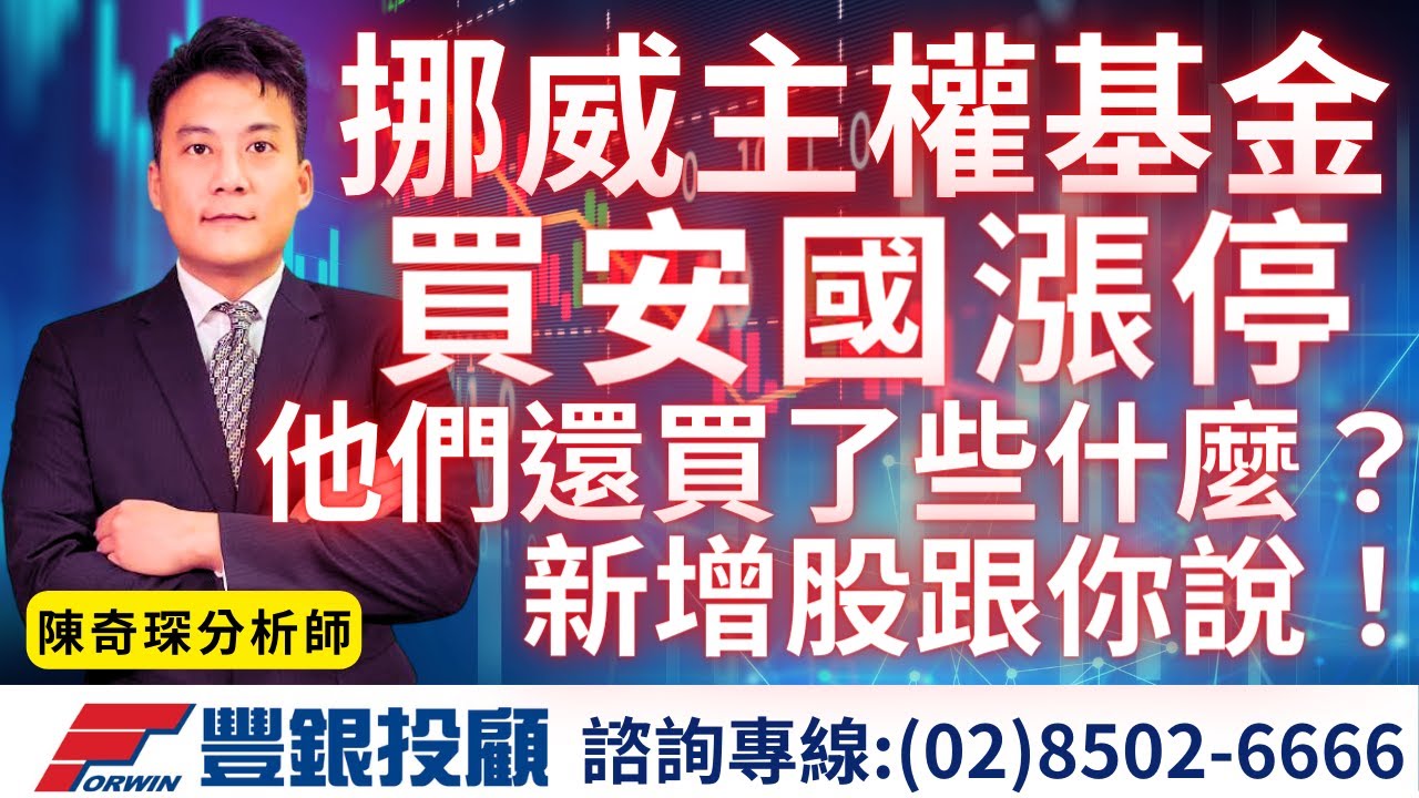 20240131陳奇琛分析師｜挪威主權基金買安國漲停，他們還買了些甚麼？新增股跟你說。安國、神盾、富世達、兆利、亞光、保瑞、采鈺