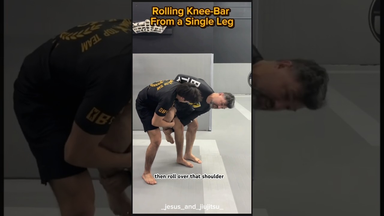 Defending the single leg, to a rolling knee-bar. 