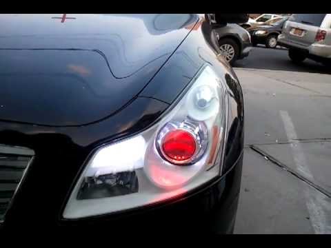 IntoTheCar-g35 custom headlight devil eye on white bazel - YouTube.