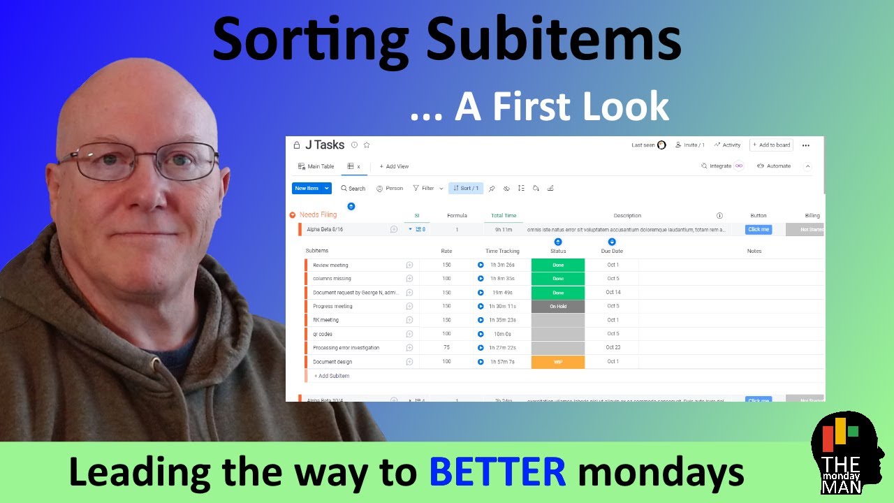 Sort Subitems - A Monday Man Minute
