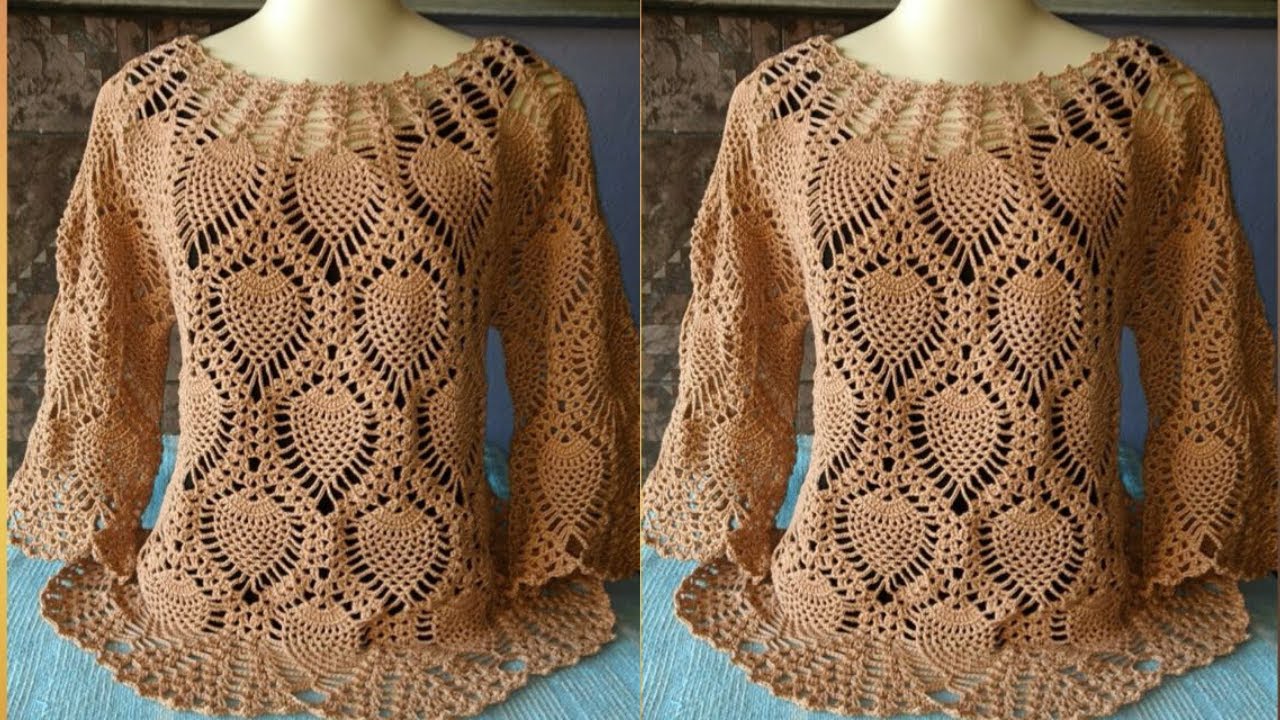 Bata de crochê motivo abacaxi - Aula completa