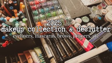 2025 makeup collection & declutter! | eyeliner, mascara, glitter, gems, etc