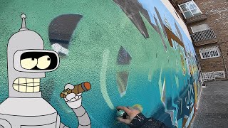 Futurama graffiti wall