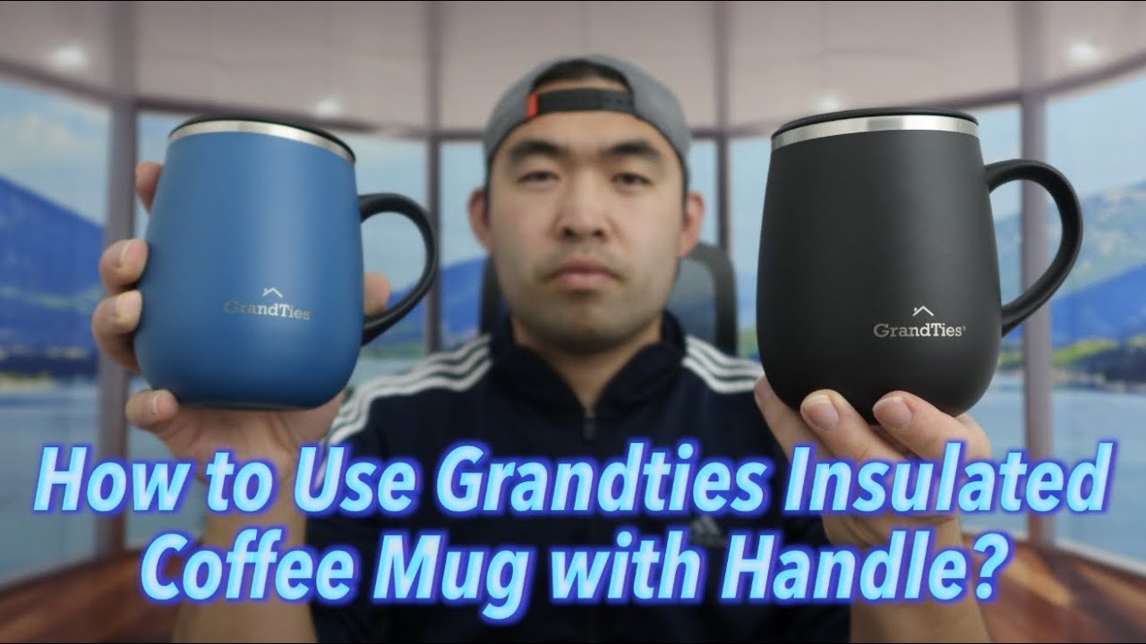 GrandTies, 16oz Insulated Coffee Mugs with Sliding Lid