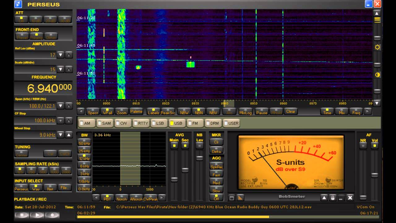 6940 KHz Shortwave Pirate Blue Ocean Radio w/ Buddy Guy on Perseus SDR