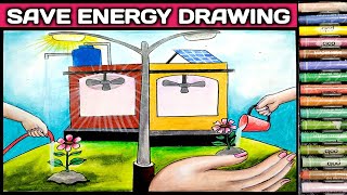 Save energy poster drawing// Be Aware, Use Energy with Care.// Ruprekha Art.