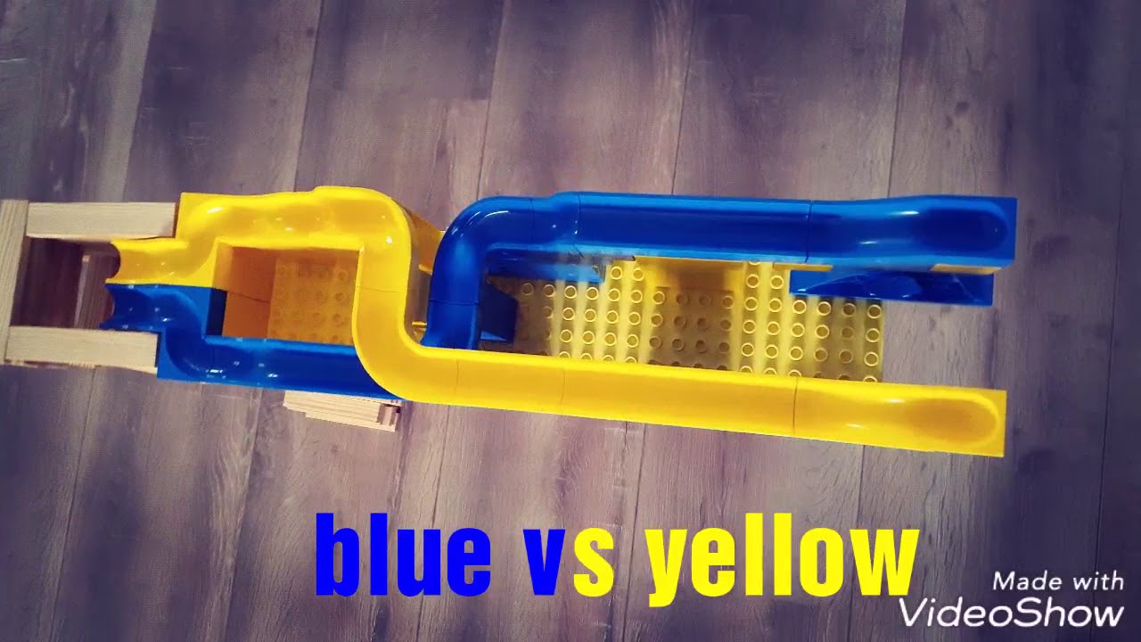 Marble run race on Kapla tower! ⚪⚫🔴🔵🏁