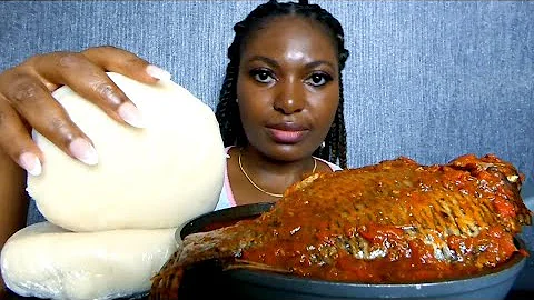 Asmr mukbang fish pepper soup with cassava fufu