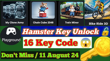 Hamster Combat Key 🔐 Unlock Code 😱 11 August 24 Hamster Key chain Unlock 16 Code 🌟#hamsterkombat