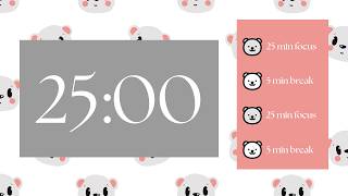 2x25 Pomodoro Timer 🐼 25/5 Study With Me | Cute Panda Aesthetic | Focus Session + Break