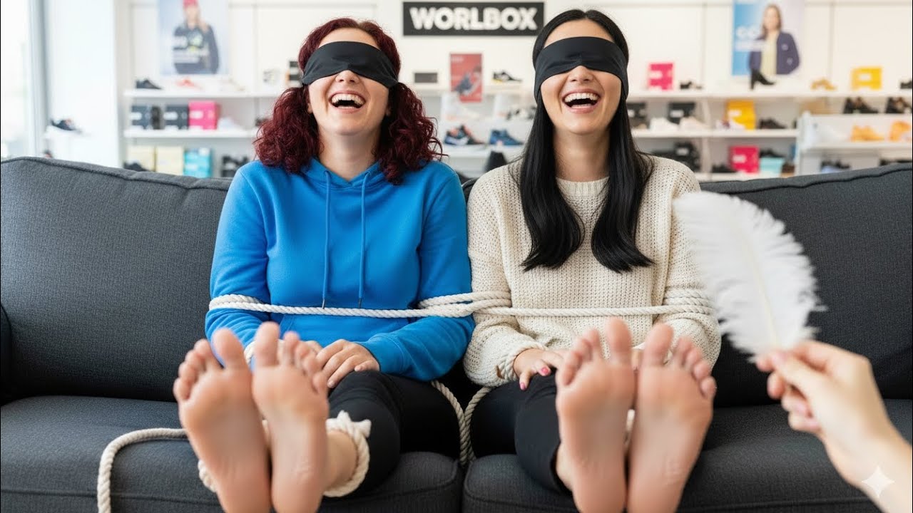 BLINDFOLDED TICKLE FEET HIGH HEELS CHALLENGE 👠😂 2 Girls Feet Ticklish Try Not To Laugh!