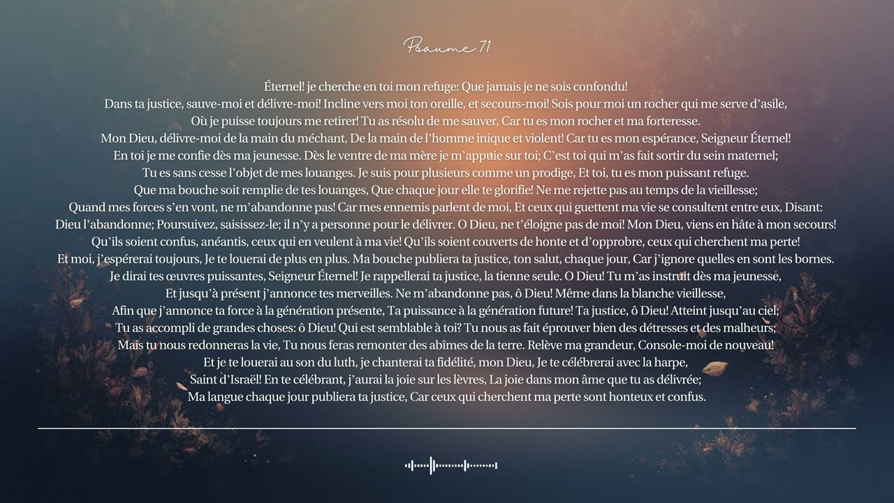 🌿 Psaume 71 | Depuis Ma Jeunesse | Chant biblique CCM · Shuli Bible