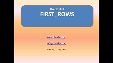 Oracle Hints - FIRST_ROWS - Example