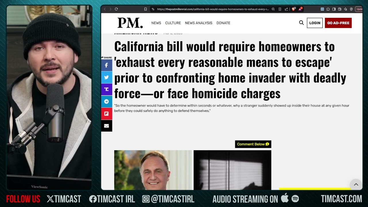 CA Bill Would BAN Self Defense In Homes, ALLOW CRIMINALS To UNALIVE Homeowners, Democrats ARE NUTS