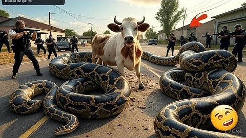Animal Rescue: Dramatic Battle to Save Mother Cow Entangled by Giant Python🐍🐄