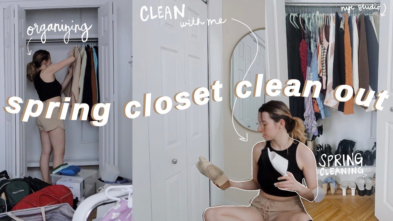 SPRING CLOSET CLEAN OUT | organize my closet in my nyc studio apartment ...