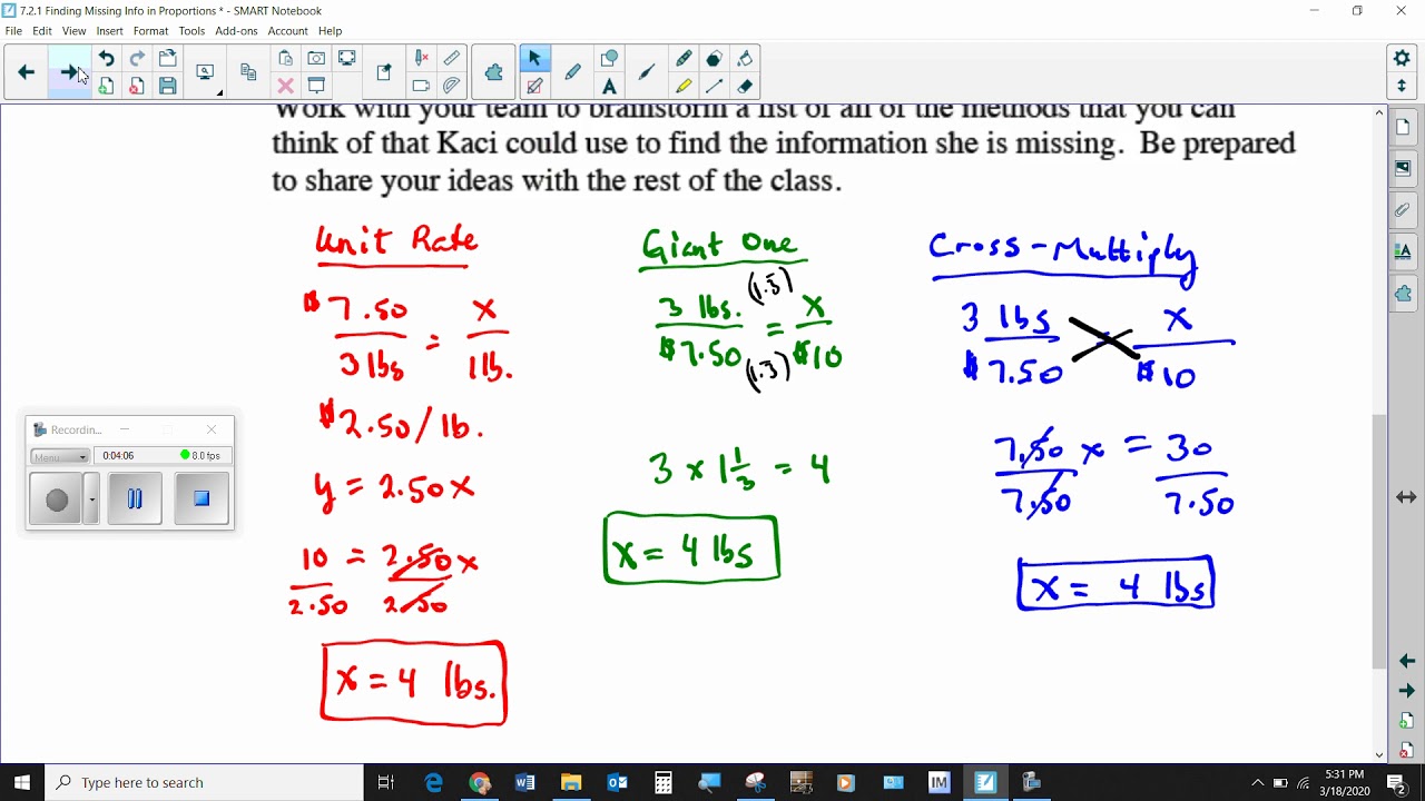 7th Grade Ch7 2.1 Proportional Reasoning - YouTube