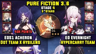 картинка: E0 Acheron Carry с Кафкой и E0 Evernight Carry с RMC (3 звезды) Pure Fiction 4 Honkai Star Rail 3.6