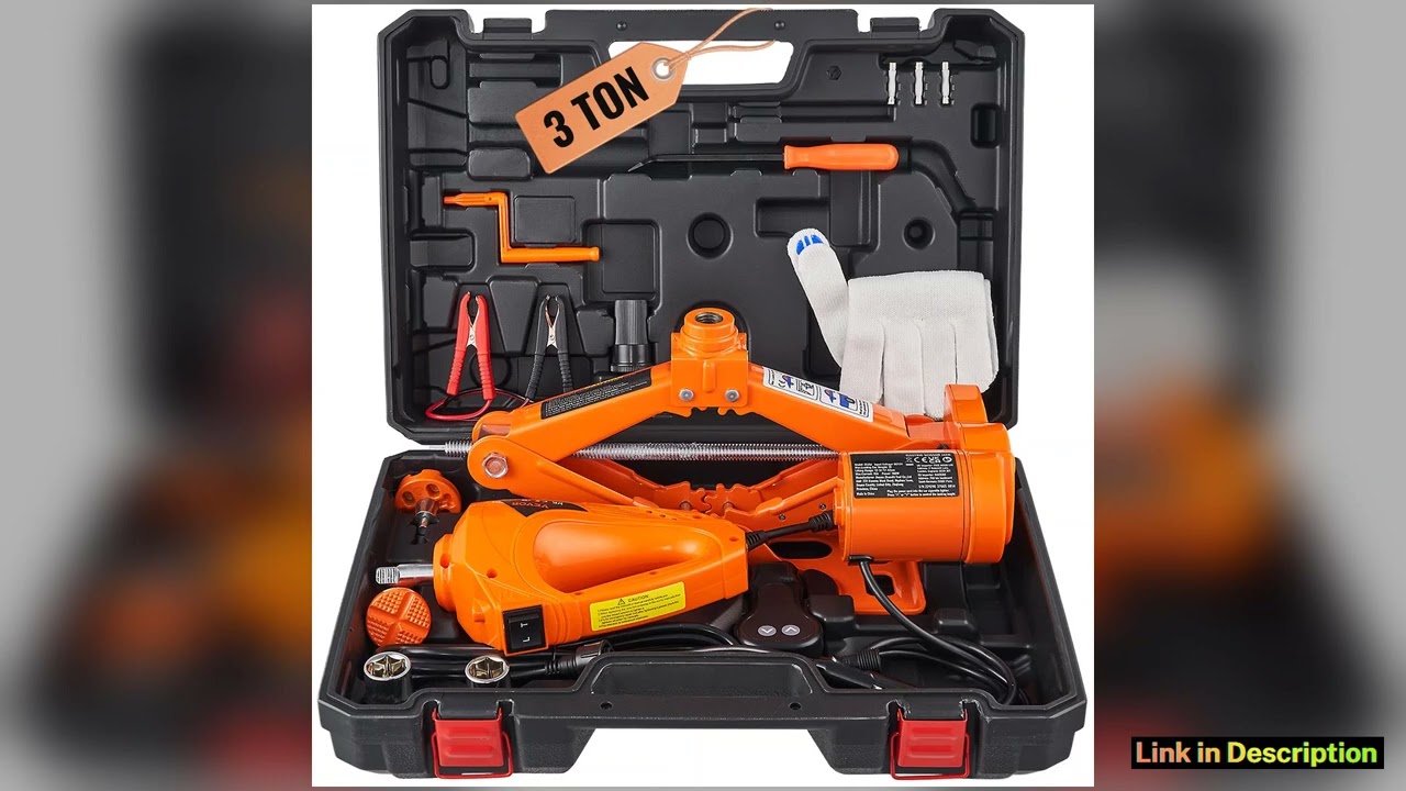 SucceBuy 3T Electric Car Jack Scissor Jack with Electric Impact Wrench 12V Car Jack with Double