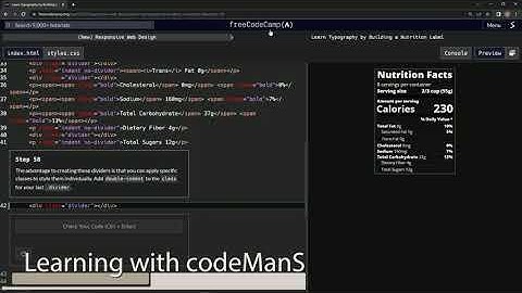 learn2code | freeCodeCamp (New) Responsive Web Design  -  Building a Nutrition Label: Step 58
