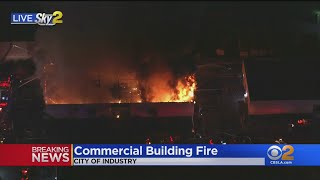 Massive 2-Alarm Fire Engulfs Commercial Building In City Of Industry