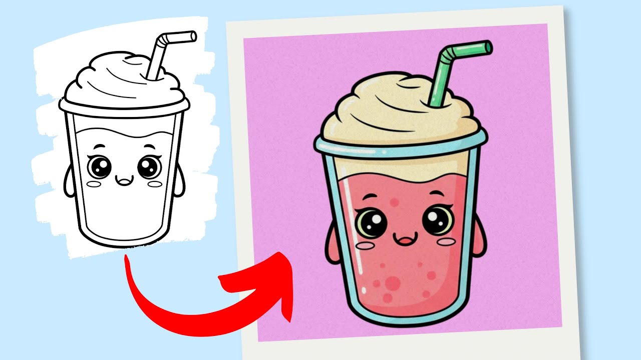 How to Draw a Cute Strawberry Drink | Easy Cute Drawing