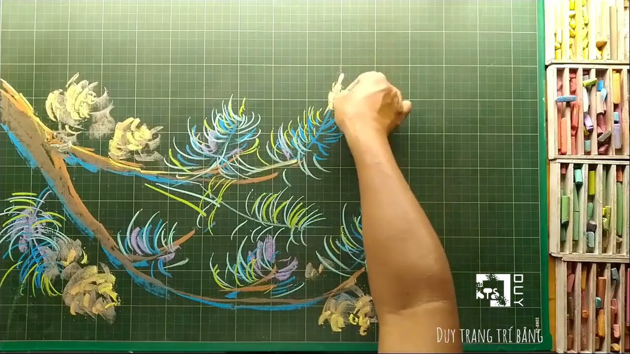 Duy trang trí bảng: Vẽ cành Thông.