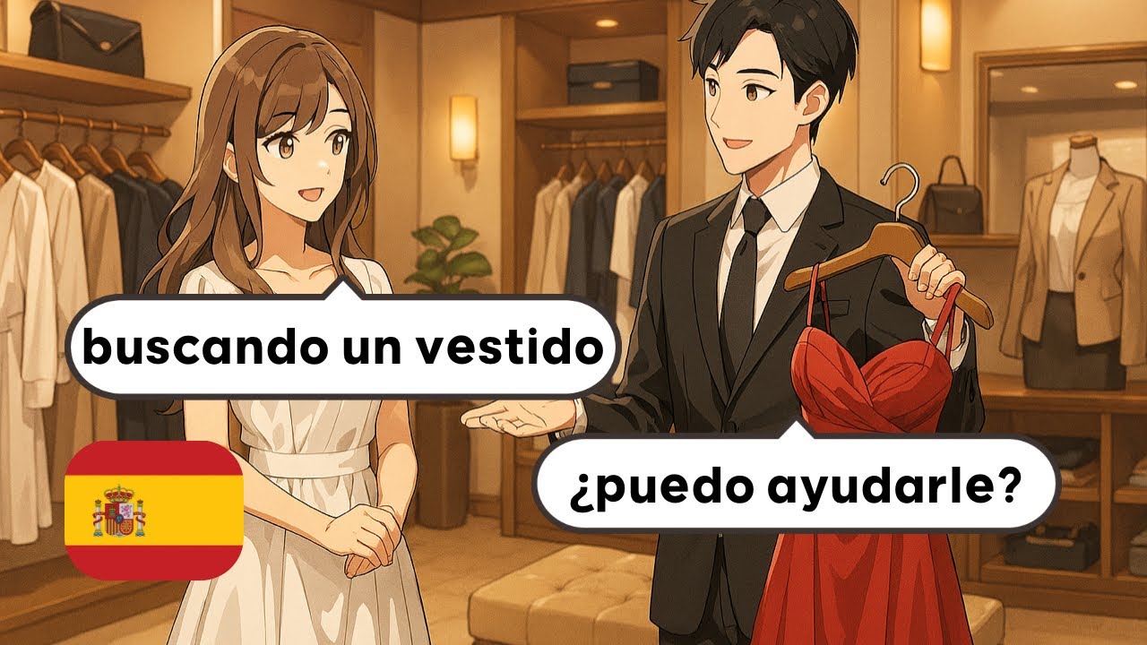 8 محادثات باللغة الإسبانية للمبتدئين (مع الترجمة) الإسبانية للمبتدئين | في متجر الملابس