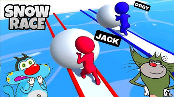 OGGY AND JACK PLAYING SNOW RACE GAME | OGGY GAME