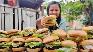 Making 100 Pieces of Beefy Burger With Fresh Veggies For The Kids screenshot 4