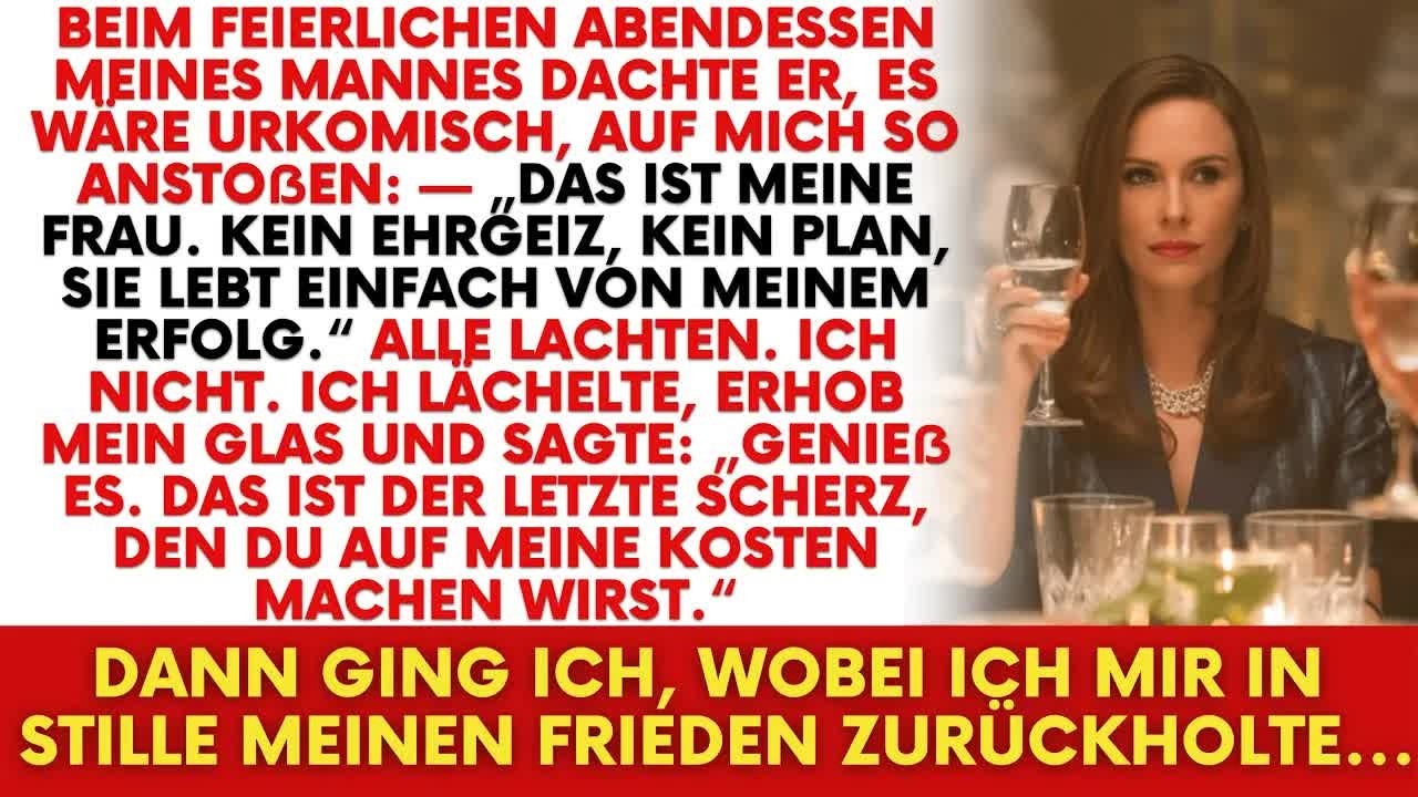 Beim Luxus Dinner verspottete mich mein Mann — Ich erhob mein Glas und holte meine Macht zurück