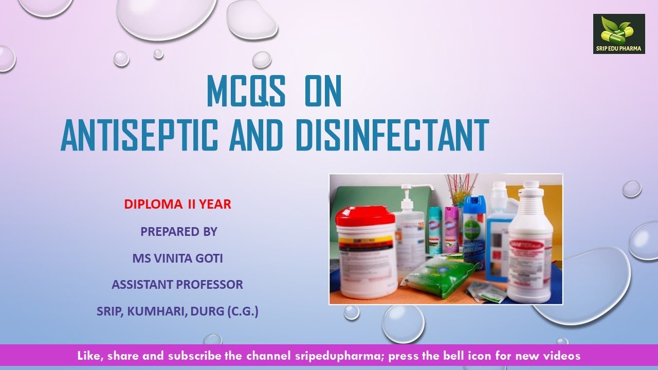 MCQs On Antiseptic and Disinfectant YouTube