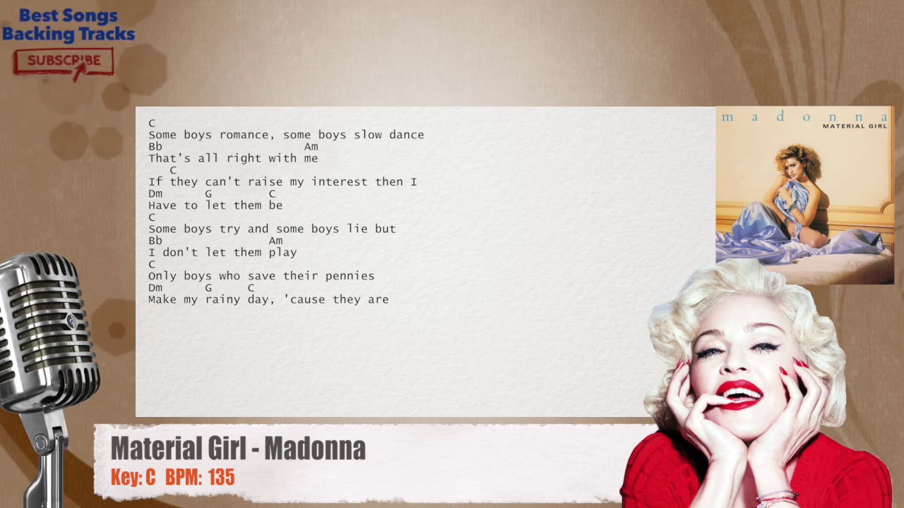 🎙 Material Girl Madonna Vocal Backing Track with chords and lyrics