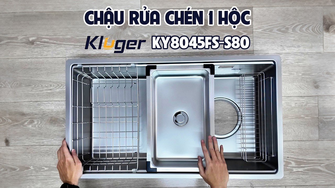 Chậu rửa chén Posco 304 Linen dập nổi Kluger KY8045FS Plus