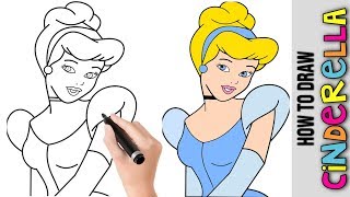 disney easy princess cinderella drawing draw beginners step