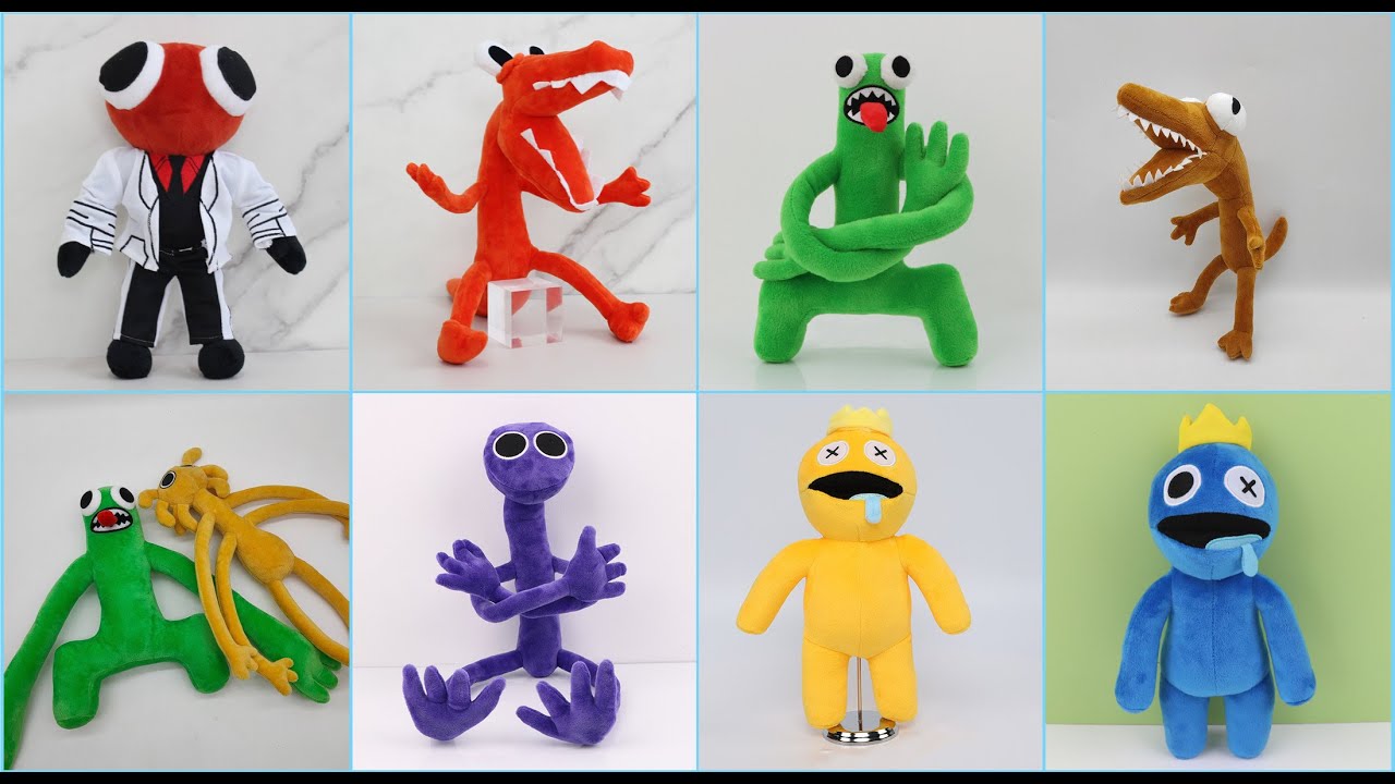 7 Personagens - Pelúcias Rainbow Friends (Blue, Red, Pink, Orange, Green,  Yellow e Purple)