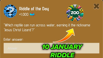 Riddle Of The Day Zoo 10 January | Zoo Riddle Of The Day 10 January | Riddle Of The Day Code Zoo