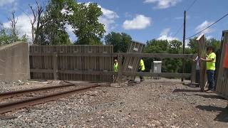 Public works crews conduct annual barrier test to ensure Sunbury's safety from flooding