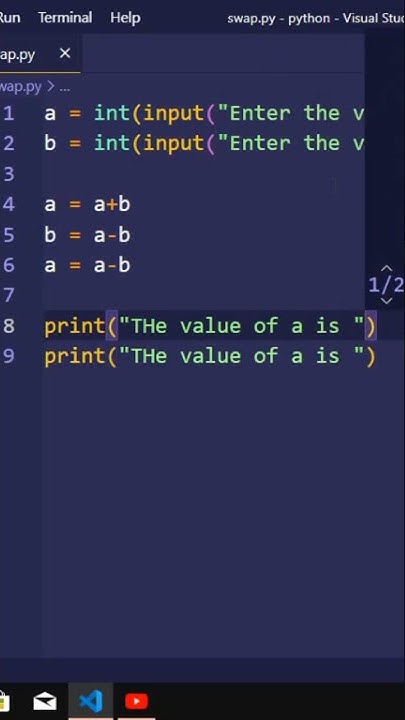 Python program to swap two numbers without using third variable#python# ...