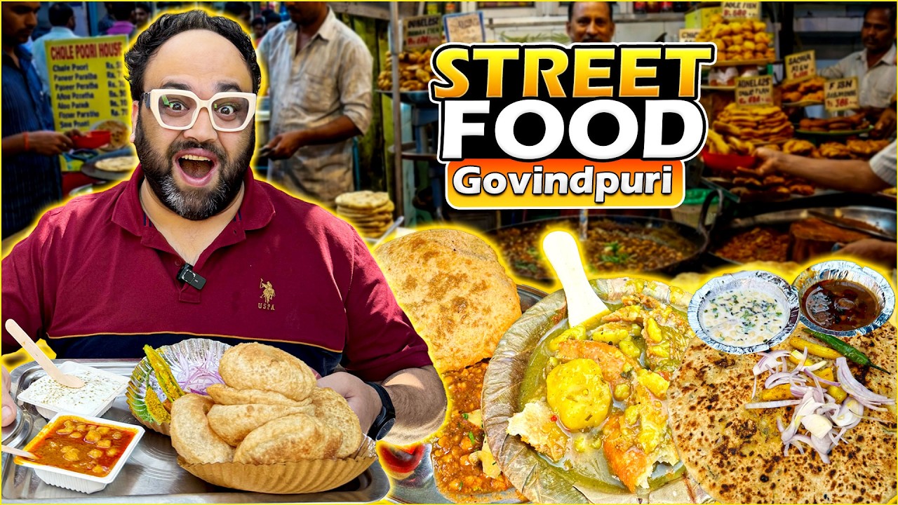 Street Food GOVINDPURI | Gupta Chole Poori, Aloo Pyaar Parantha, Vrindavan Kachori, Chole Bhature