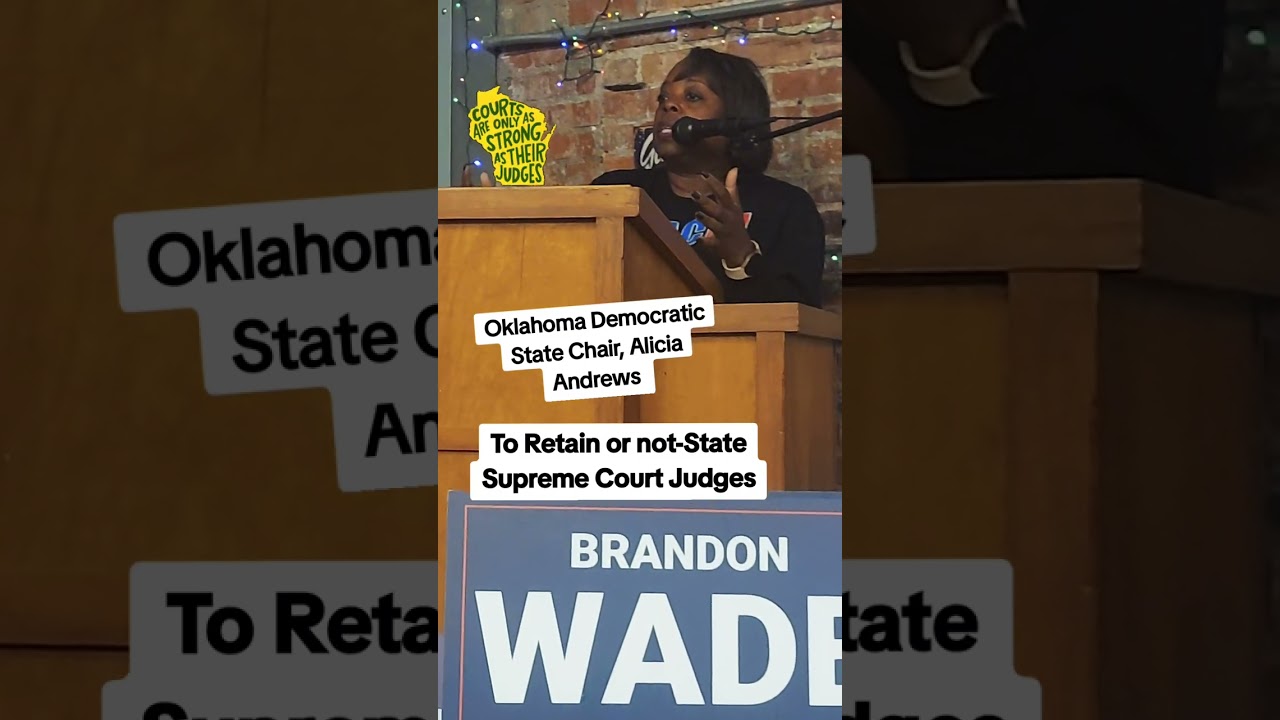 Oklahoma Democratic State Chair, Alicia Andrews speaks on retaining State Supreme Court Justices.