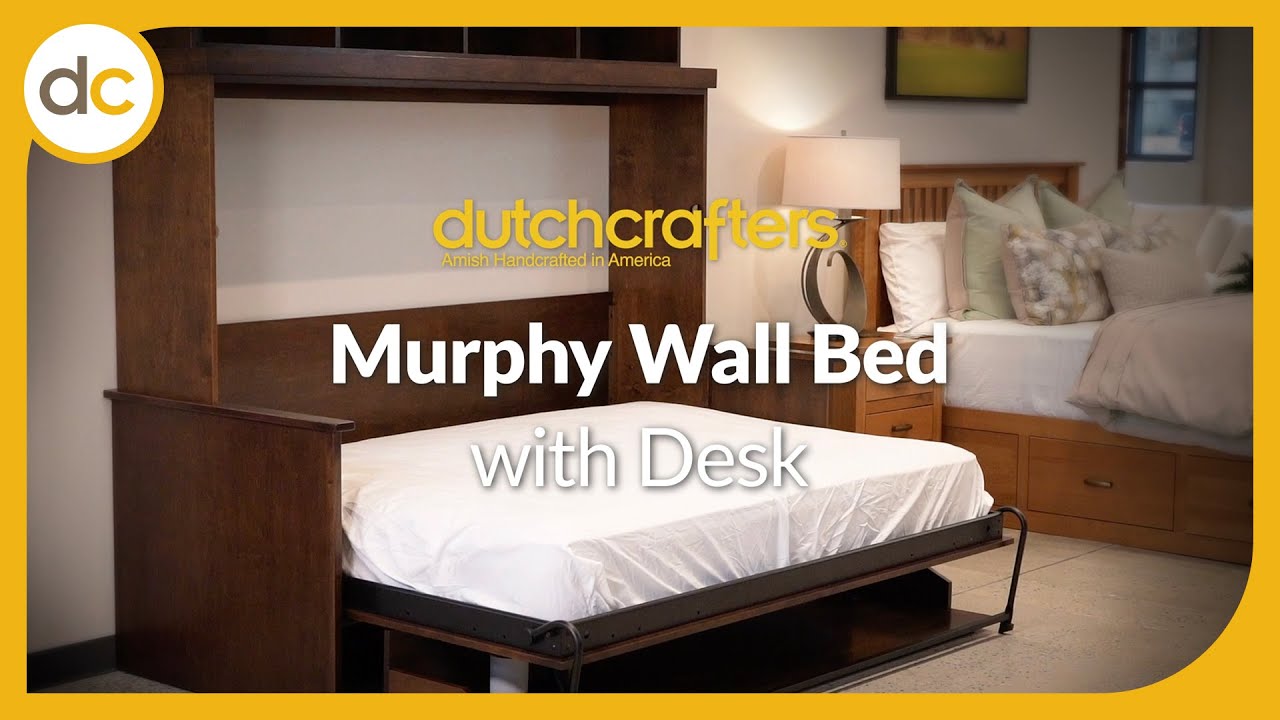 Convertible Murphy Wall Bed with Desk Spacesaving Amish Furniture