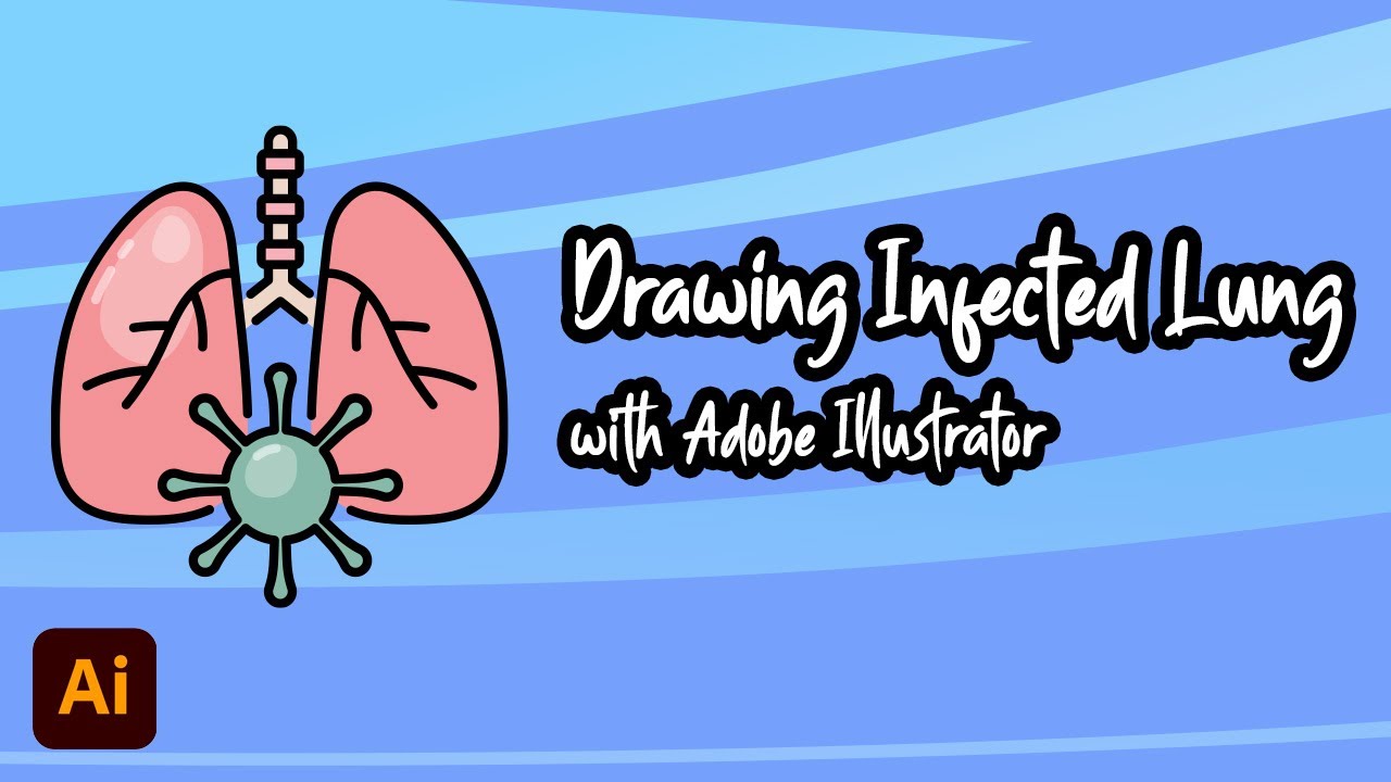 Drawing Lung Corona Virus Pneumonia Infected with Adobe Illustrator